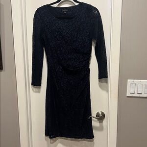 Chic Long Sleeve Navy Lace Dress